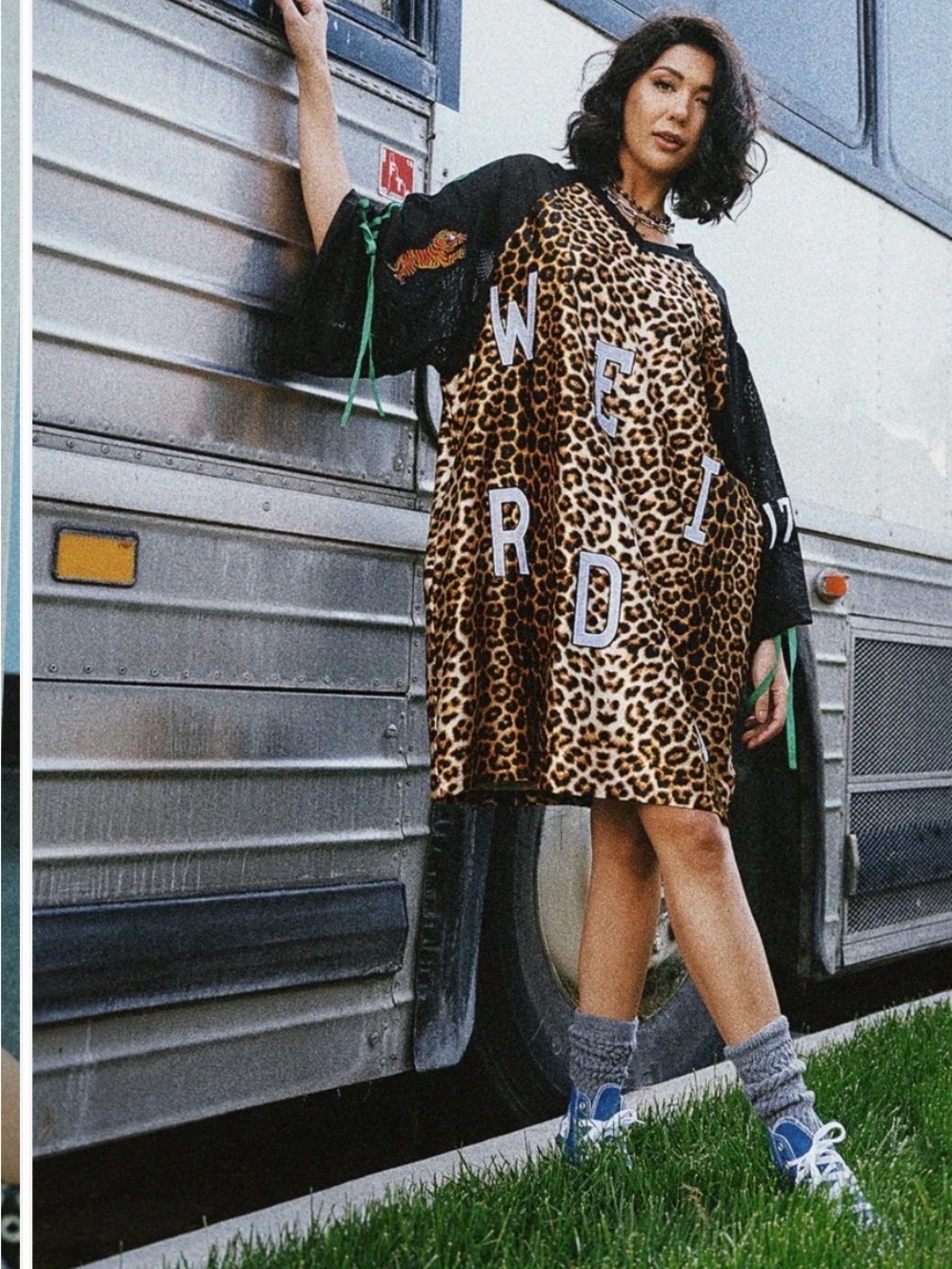 Dressed in LALA Leopard Print Mini Dress with Black Sleeves - Picture 3 of 5